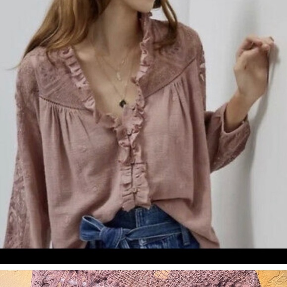 NEW. Anthropologie Forever that Girl beautiful crochet blouse. Olive green. NWT - Picture 3 of 7